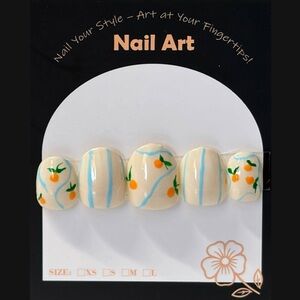 Floral Nail Art Set - Cream and Blue